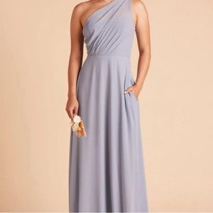 Birdy Grey asymmetrical bridesmaid gown in Dusty Blue